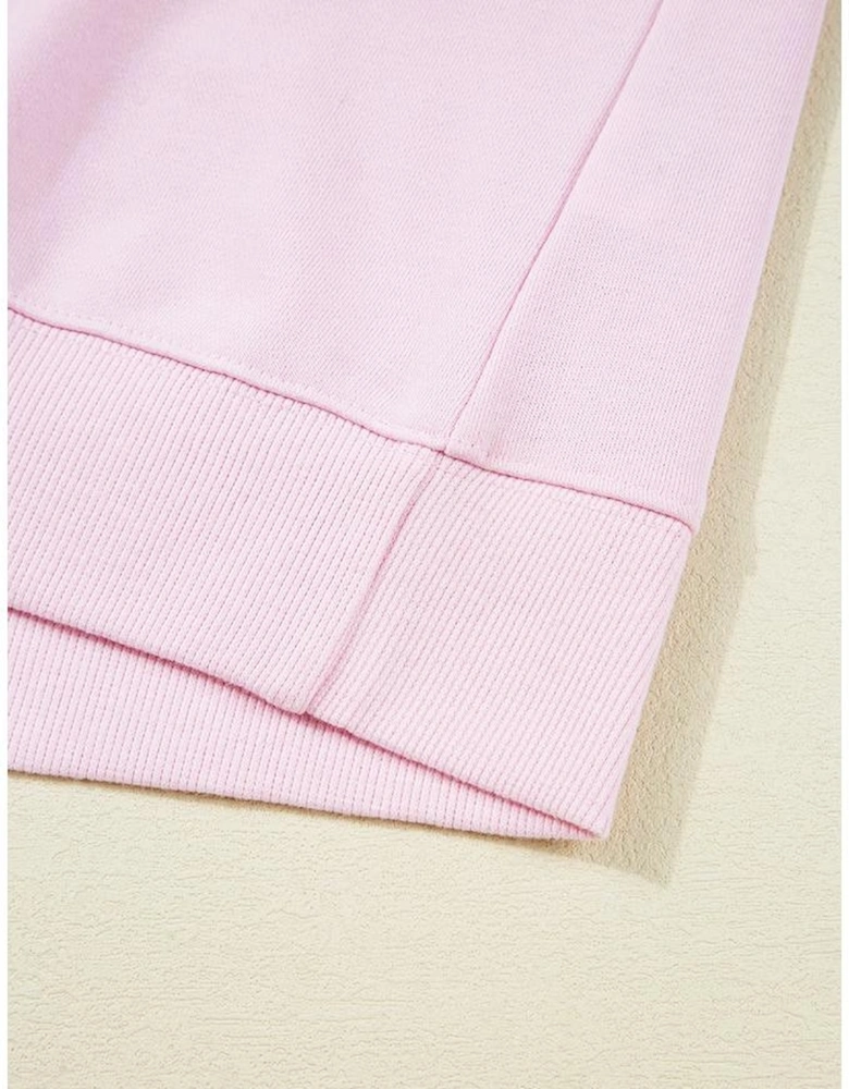 Pink GAME DAY Football Rugby Print Casual Sweatshirt