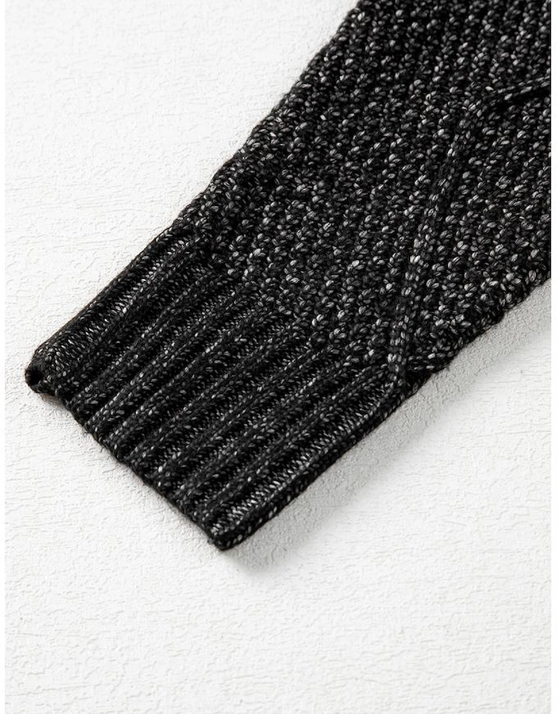 Black Cable Knit Drop Shoulder Loose Fit Sweater Dress