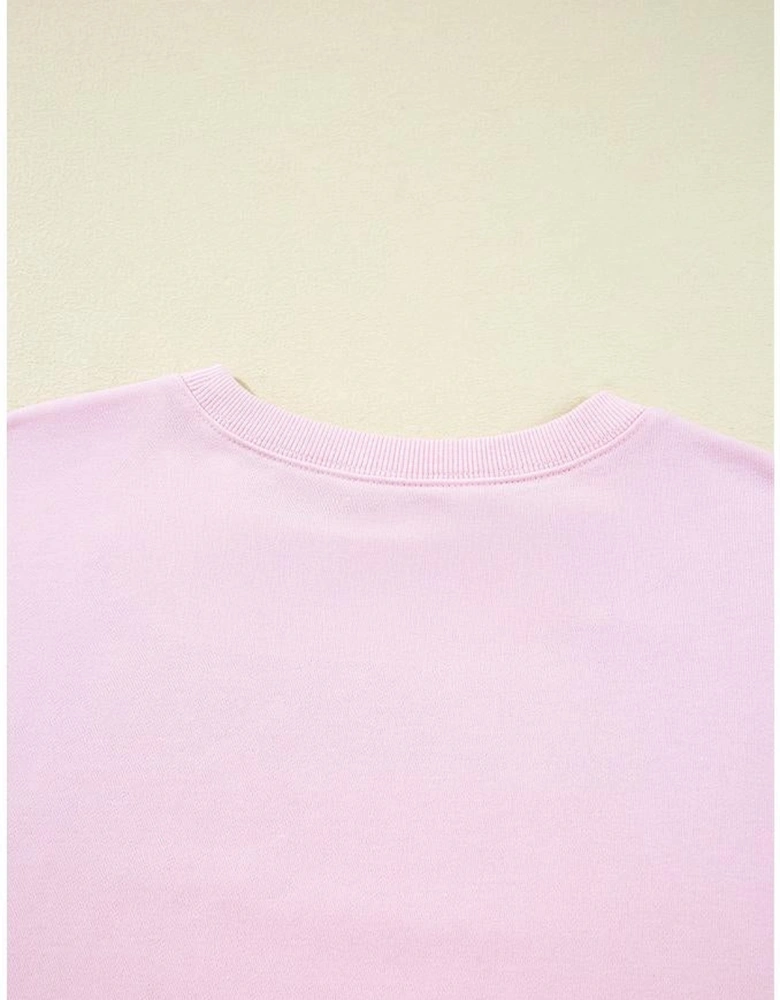 Pink GAME DAY Football Rugby Print Casual Sweatshirt