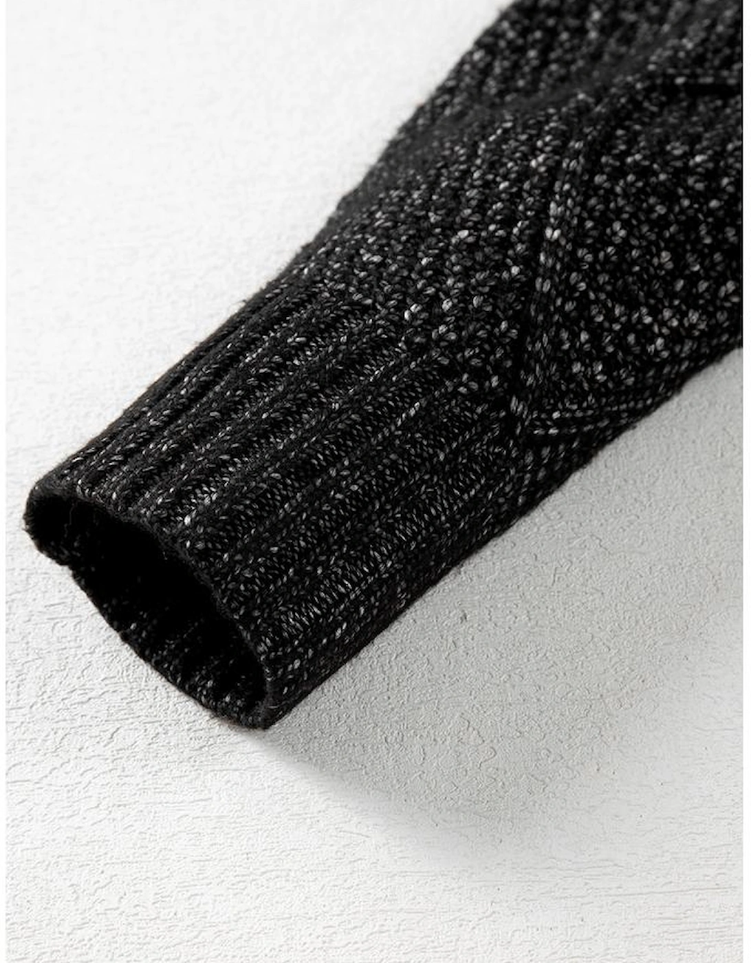 Black Cable Knit Drop Shoulder Loose Fit Sweater Dress