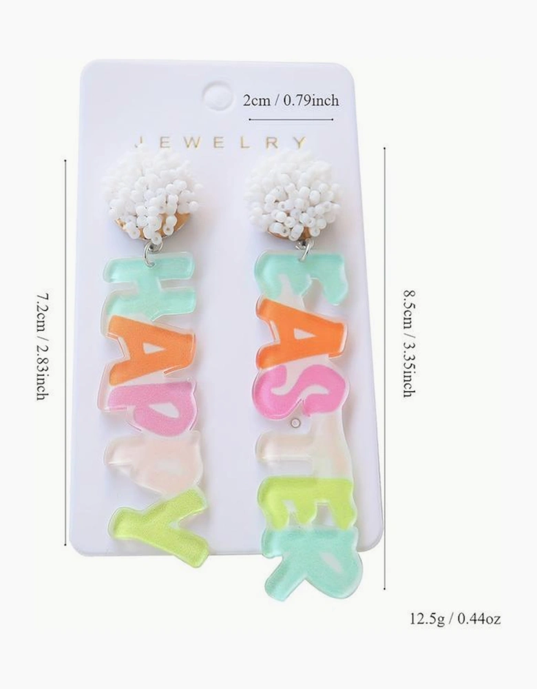 Pink Colorful HAPPY EASTER Drop Earrings