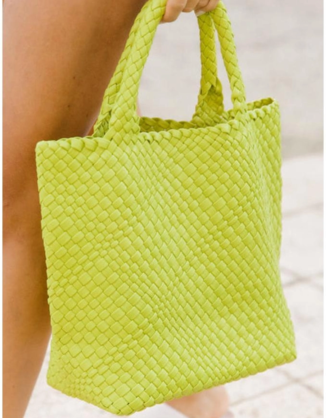 Pear Green Woven Hand Bag with Pouch, 7 of 6