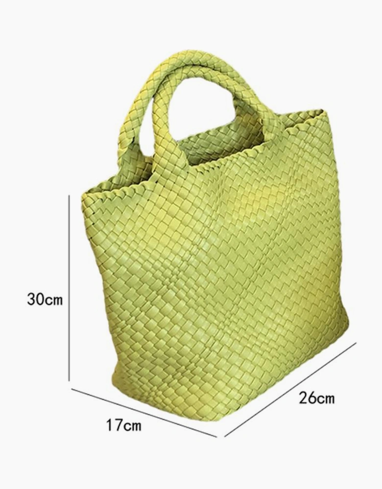 Pear Green Woven Hand Bag with Pouch