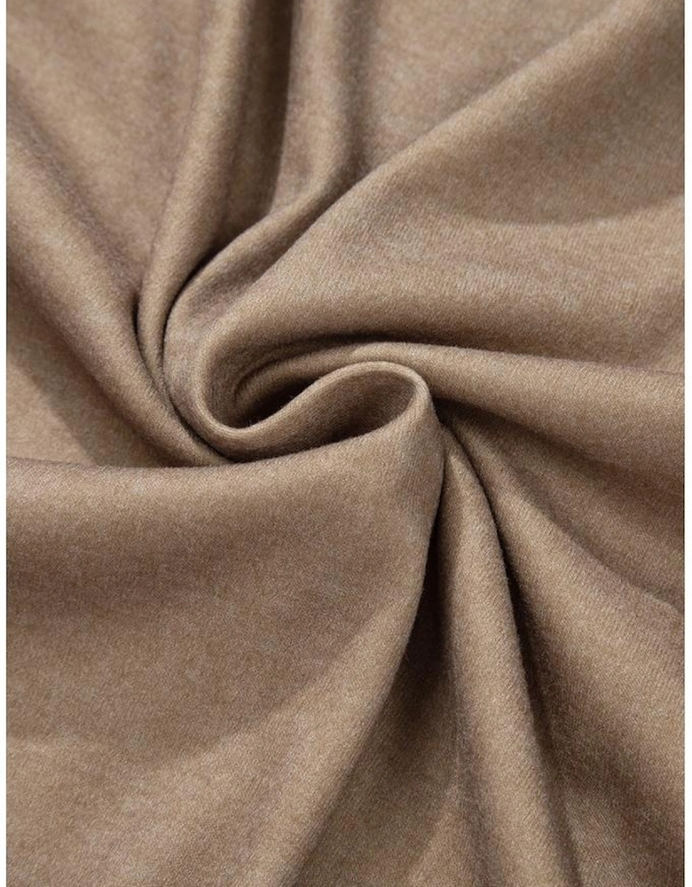 Khaki Checkerboard Striped Patchwork Lantern Sleeve Pocketed Blouse