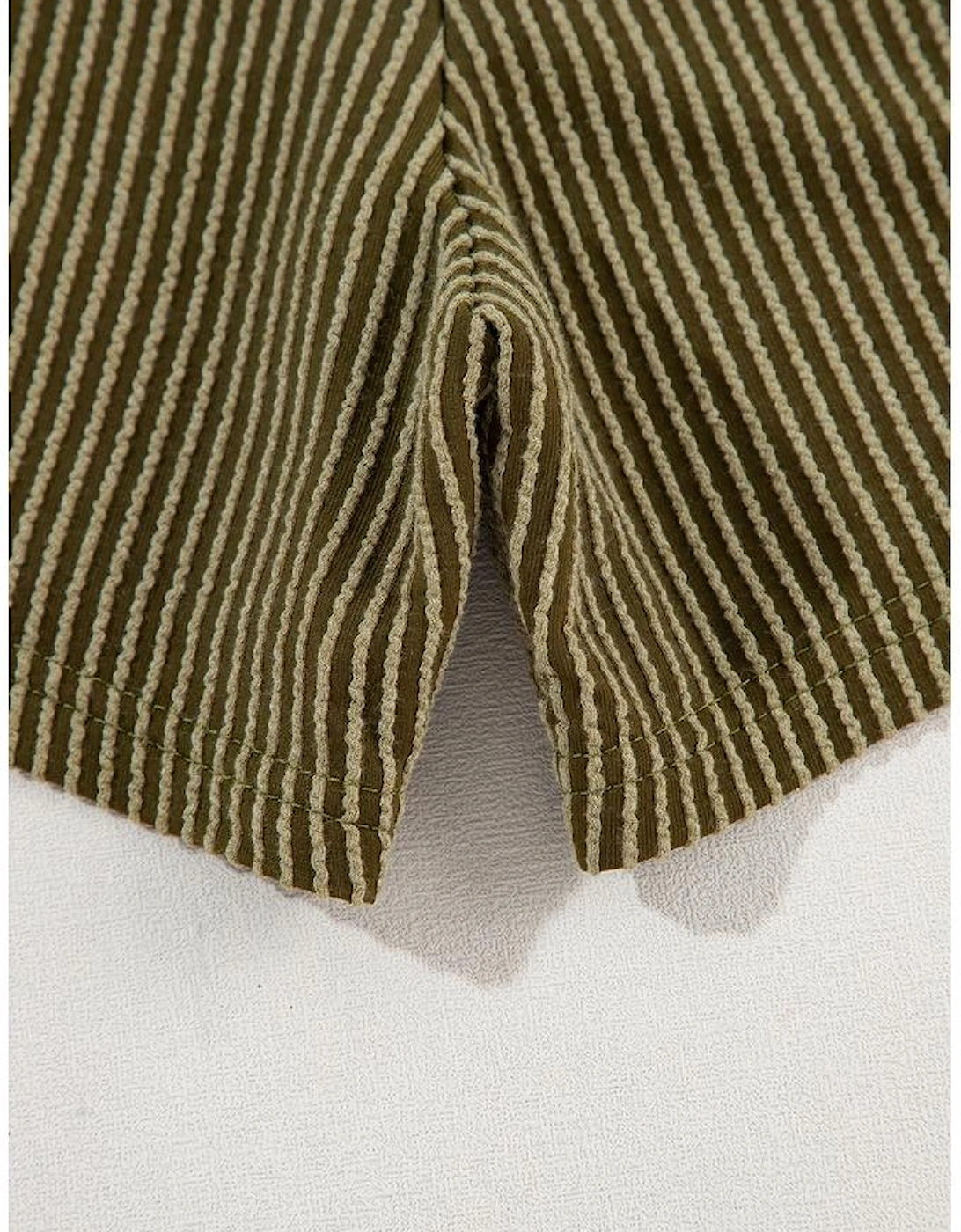 Jungle Green Ribbed Textured Knit Loose Fit Tee and Shorts Set