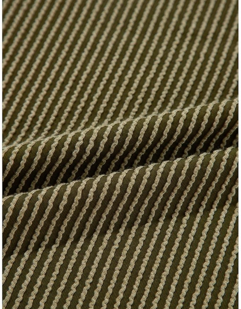 Jungle Green Ribbed Textured Knit Loose Fit Tee and Shorts Set