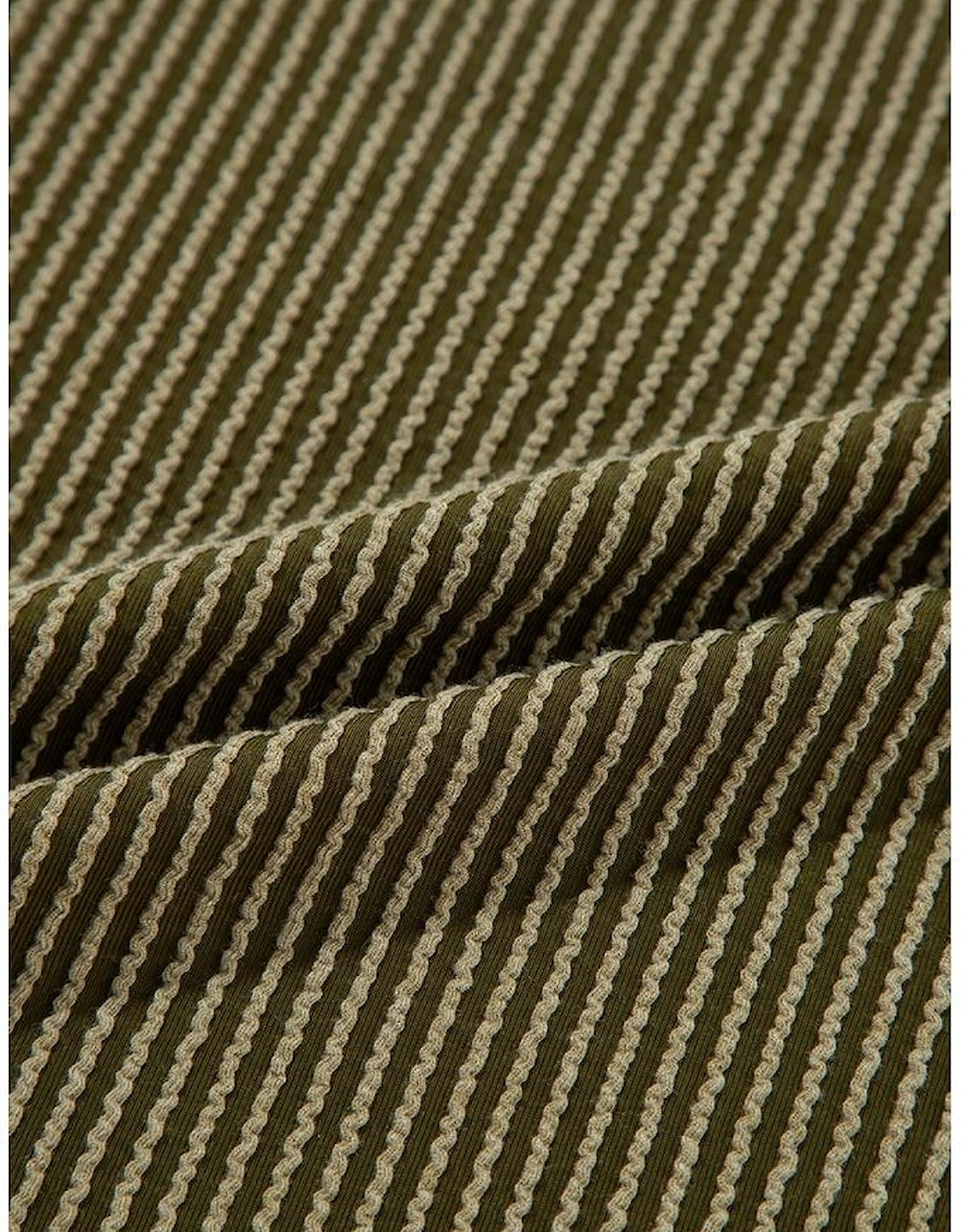 Jungle Green Ribbed Textured Knit Loose Fit Tee and Shorts Set