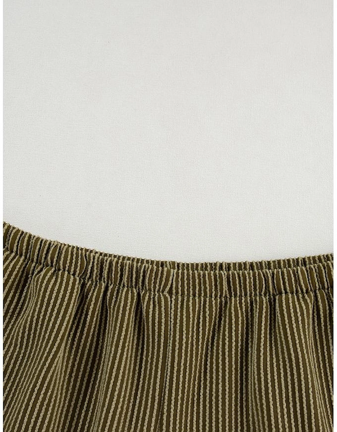 Jungle Green Ribbed Textured Knit Loose Fit Tee and Shorts Set