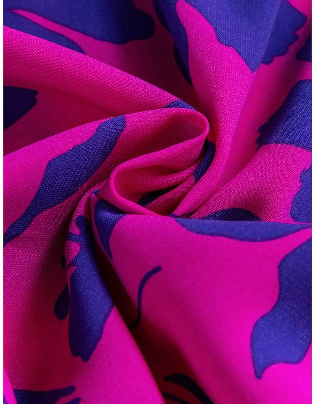 Rose Floral Print Collared Button Neckline Flutter Sleeve Blouse