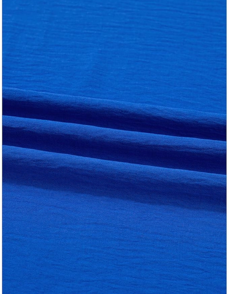 Sky Blue Frilled V Neck Bracelet Sleeve Shift Mini Dress