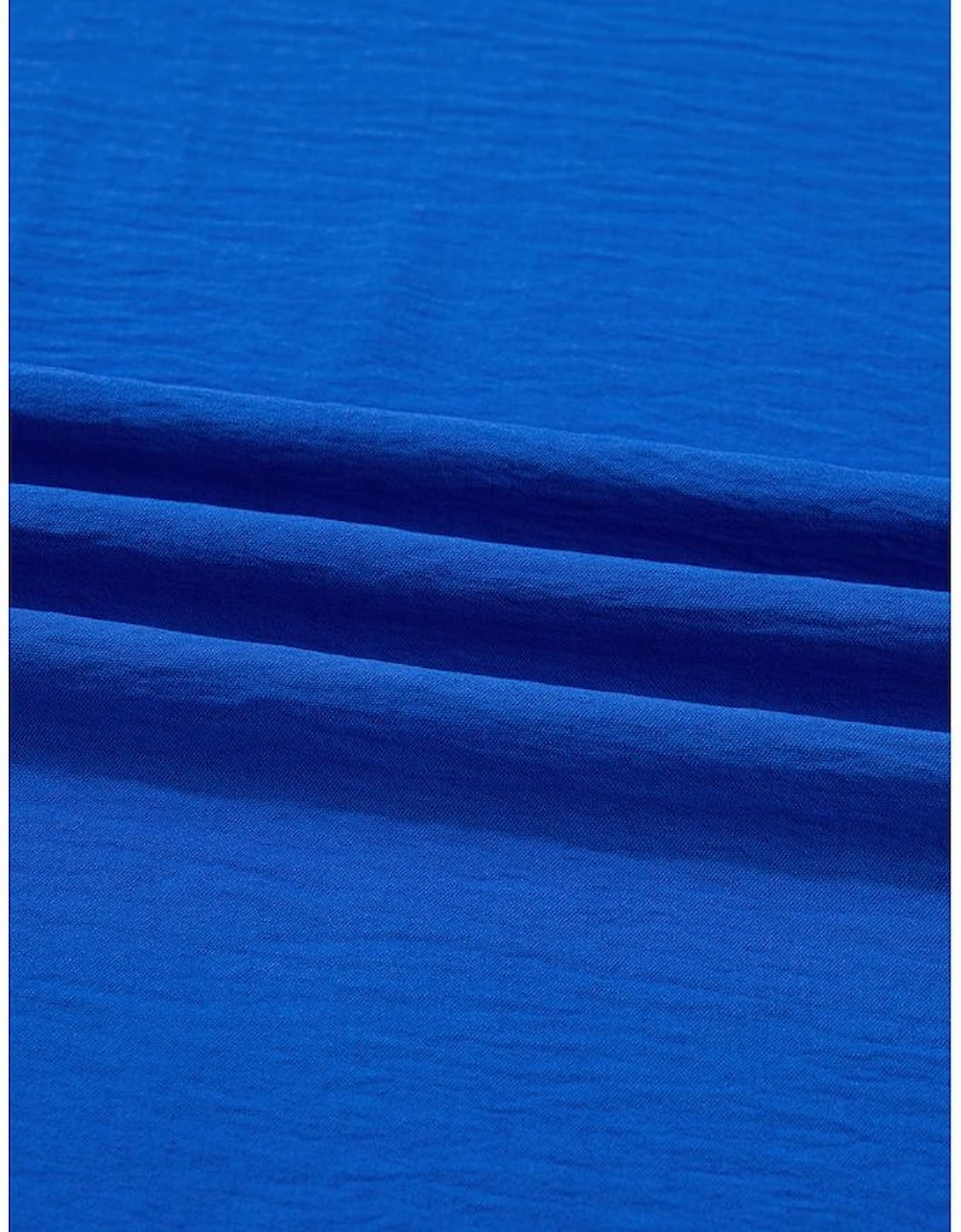 Sky Blue Frilled V Neck Bracelet Sleeve Shift Mini Dress