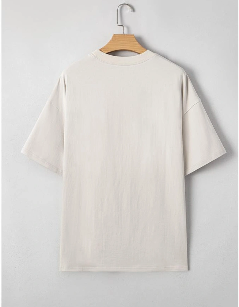 Casual Oversize Big Bow Printed Drop Shoulder Tunic Casual Tee