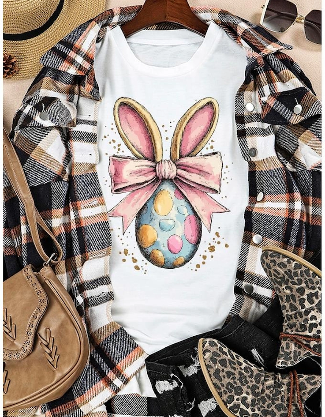 White Easter Egg Bow Bunny Ear Printed T Shirt, 8 of 7