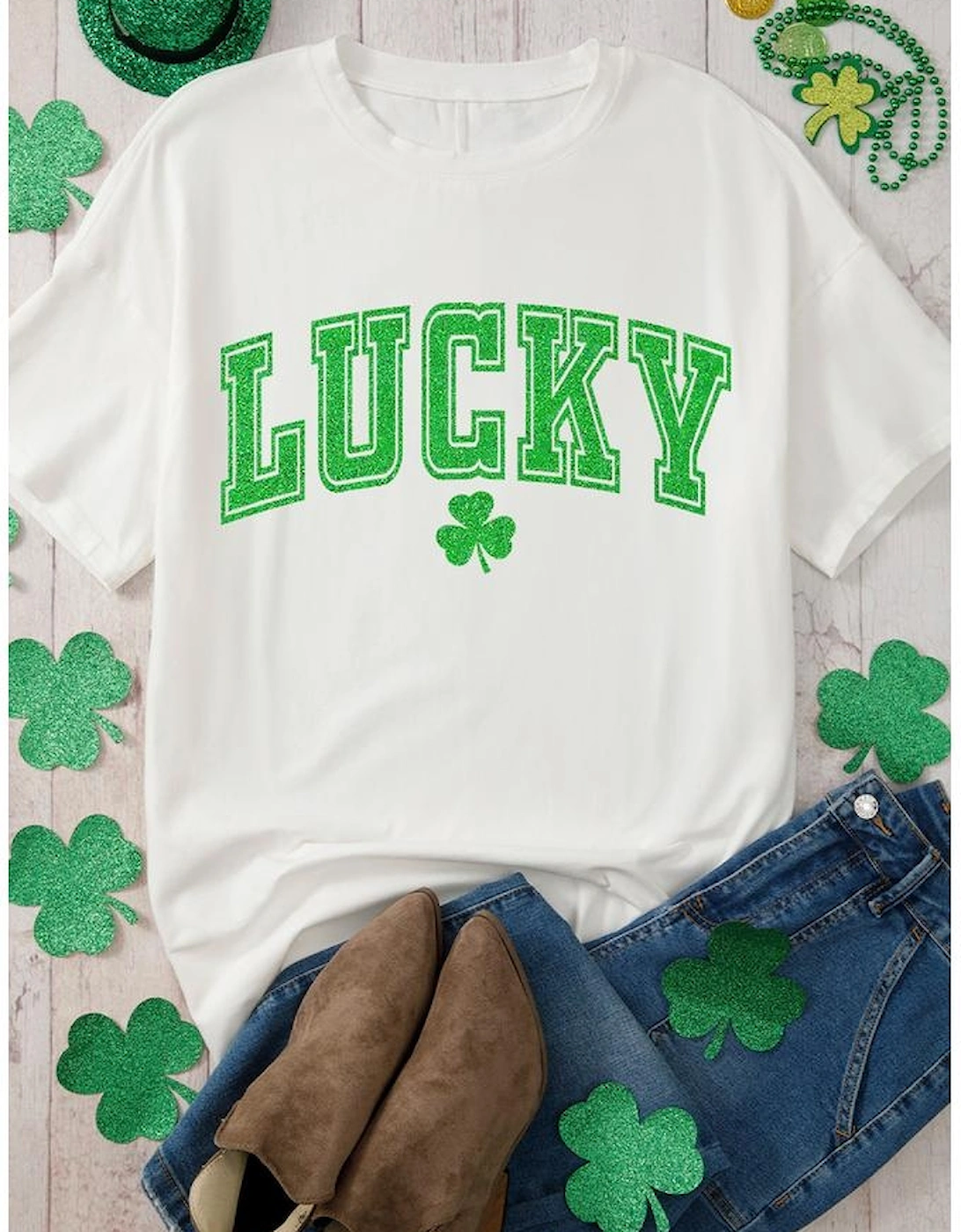White Lucky Graphic St. Patricks Tee, 9 of 8