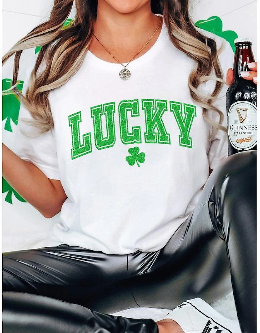 White Lucky Graphic St. Patricks Tee