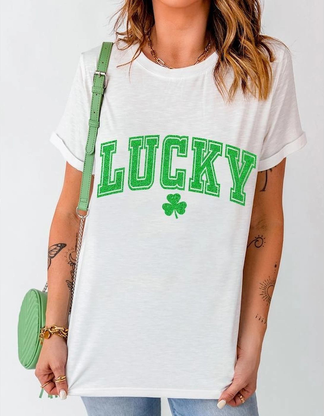 White Lucky Graphic St. Patricks Tee