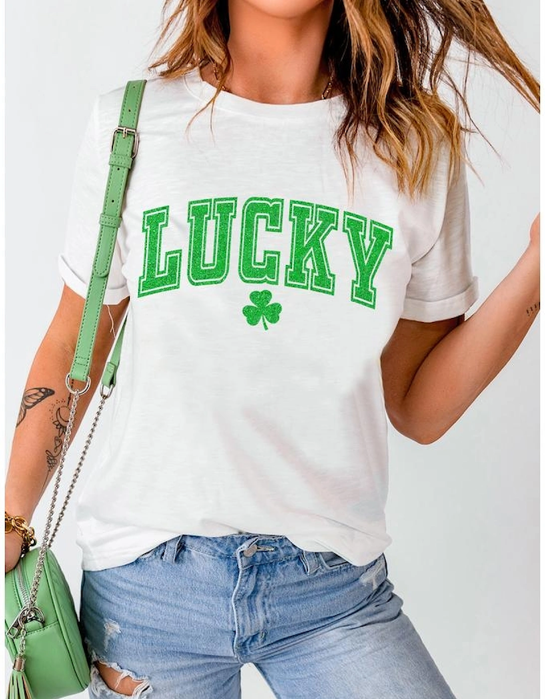 White Lucky Graphic St. Patricks Tee