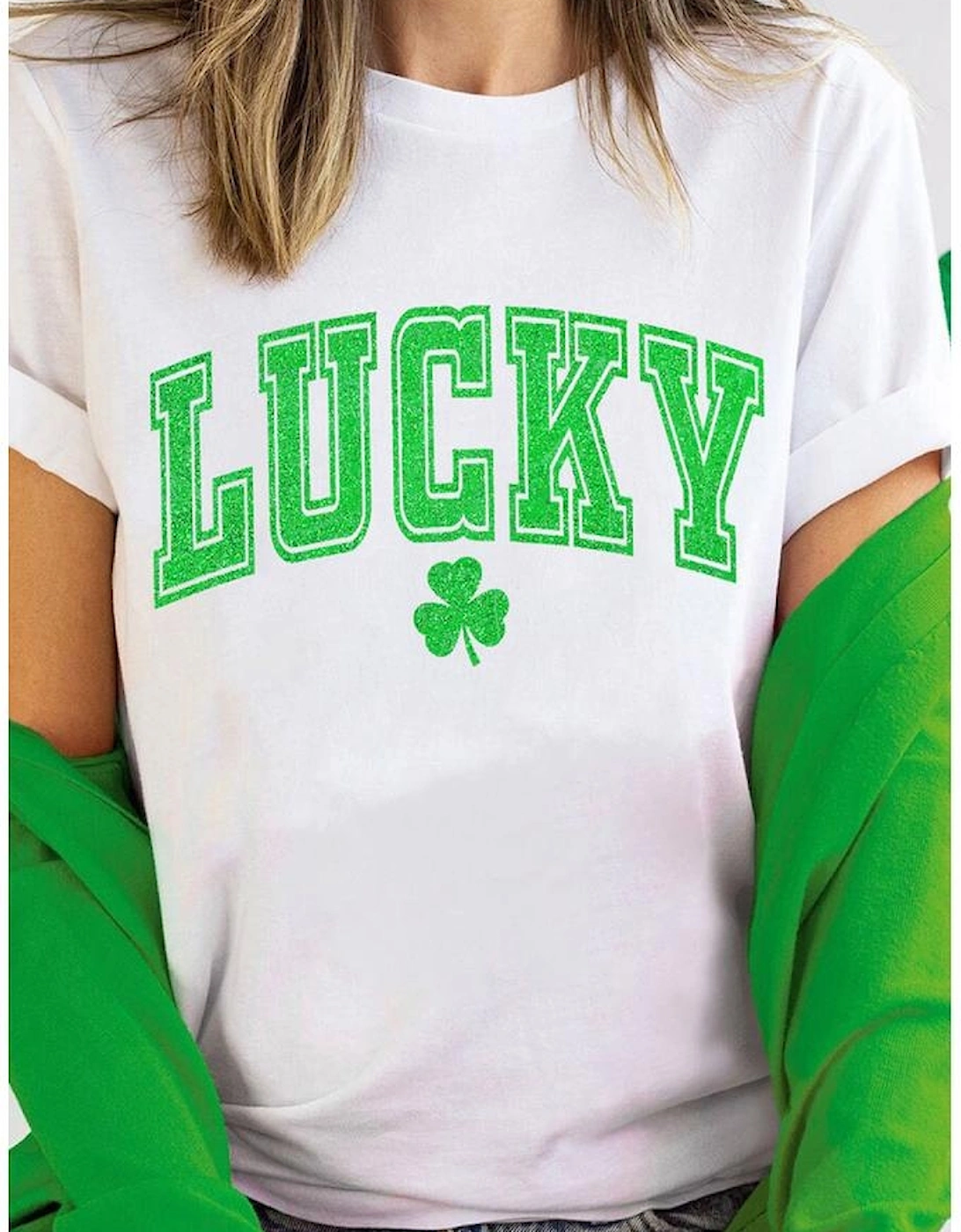White Lucky Graphic St. Patricks Tee