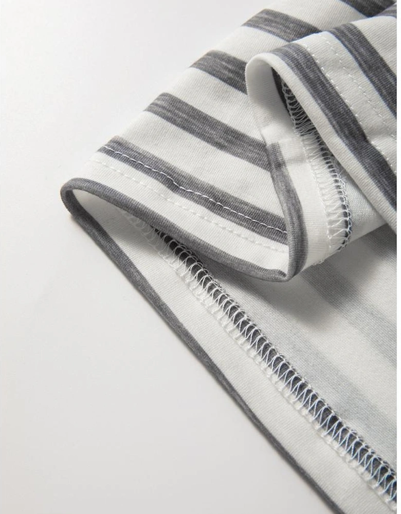 Gray Stripe Plus Size Color Block Buttoned Sleeveless Wide Leg Jumpsuit