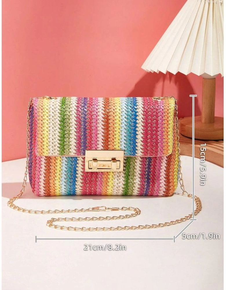 Multicolour Bohemian Woven Gold Chain Shoulder Bag