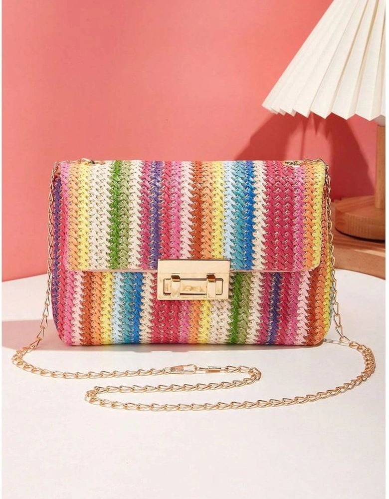 Multicolour Bohemian Woven Gold Chain Shoulder Bag