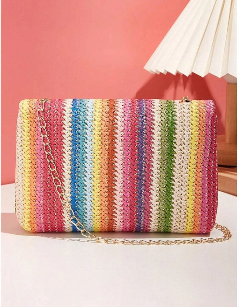 Multicolour Bohemian Woven Gold Chain Shoulder Bag