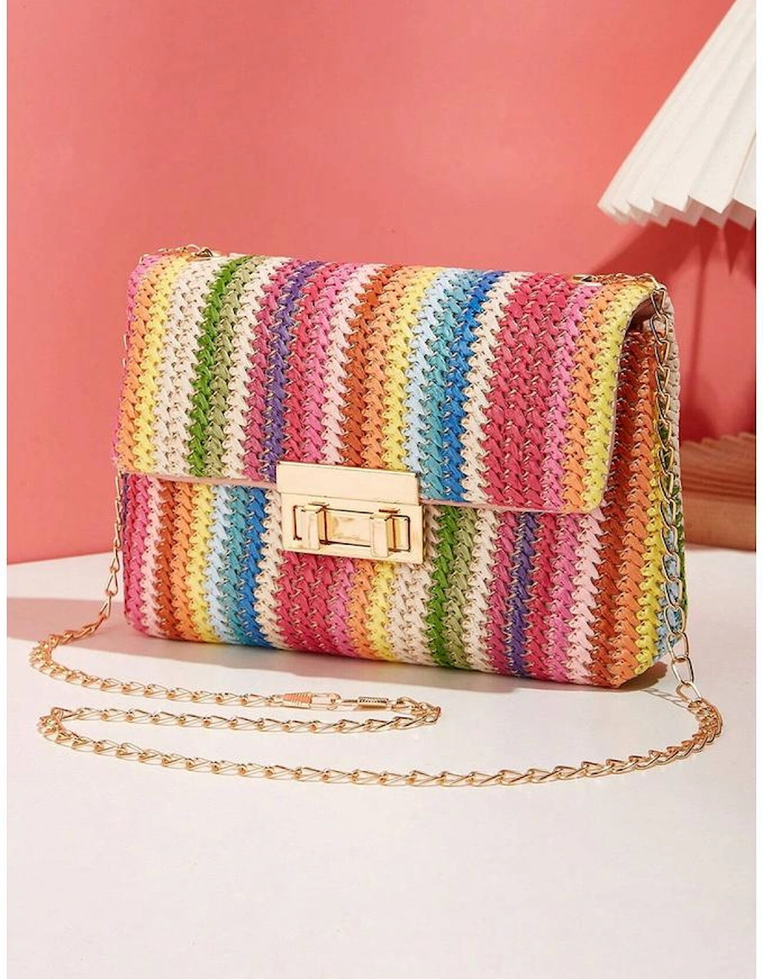 Multicolour Bohemian Woven Gold Chain Shoulder Bag, 5 of 4