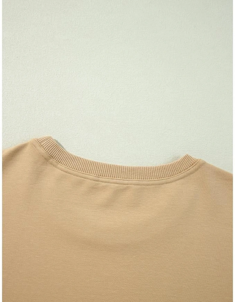 Apricot Color Block Patchwork Ruffled Plus Size Mini Dress