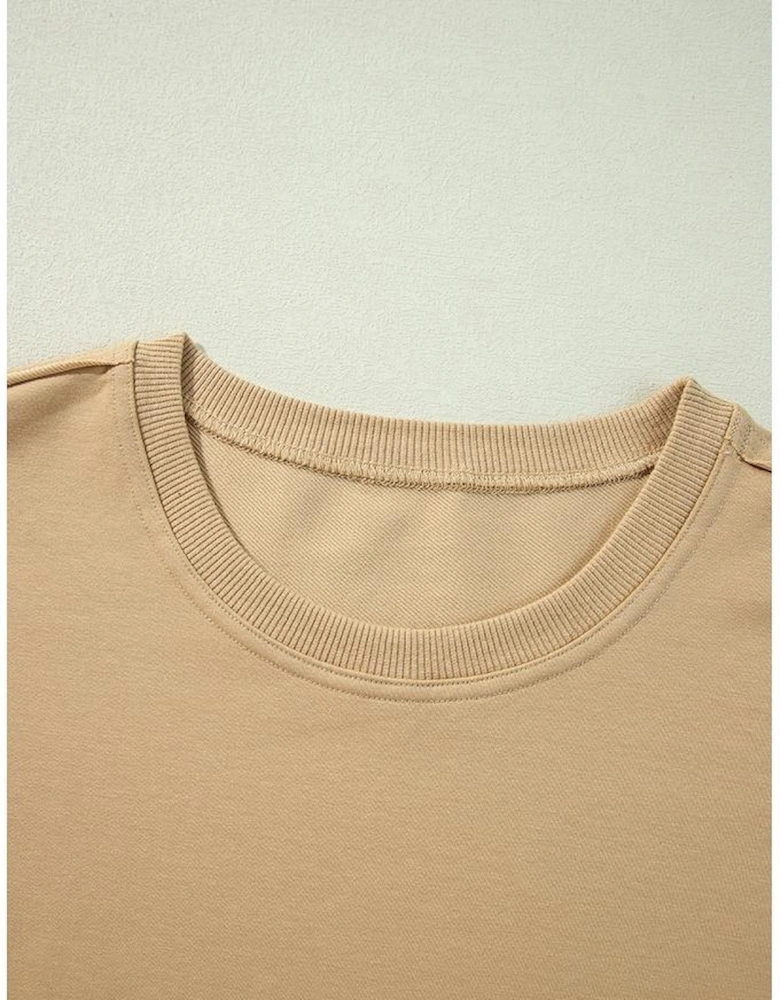 Apricot Color Block Patchwork Ruffled Plus Size Mini Dress