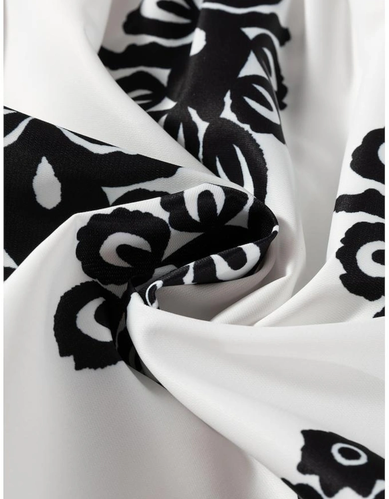 Black Tribal Geometric Print Belted High Waist Casual Shorts