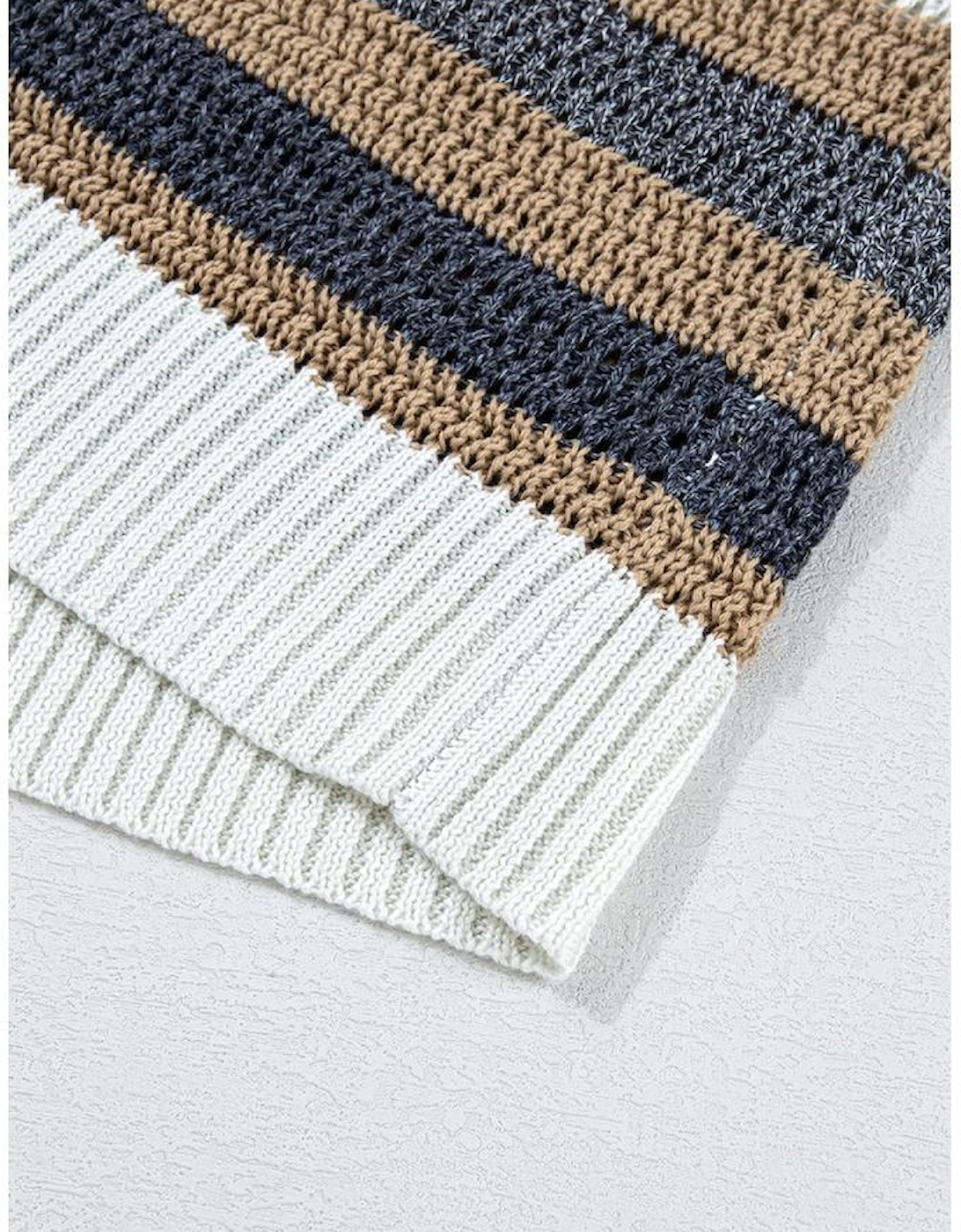 Pink Stripe Color Block Eyelet Knit Short Sleeve Sweater Tee