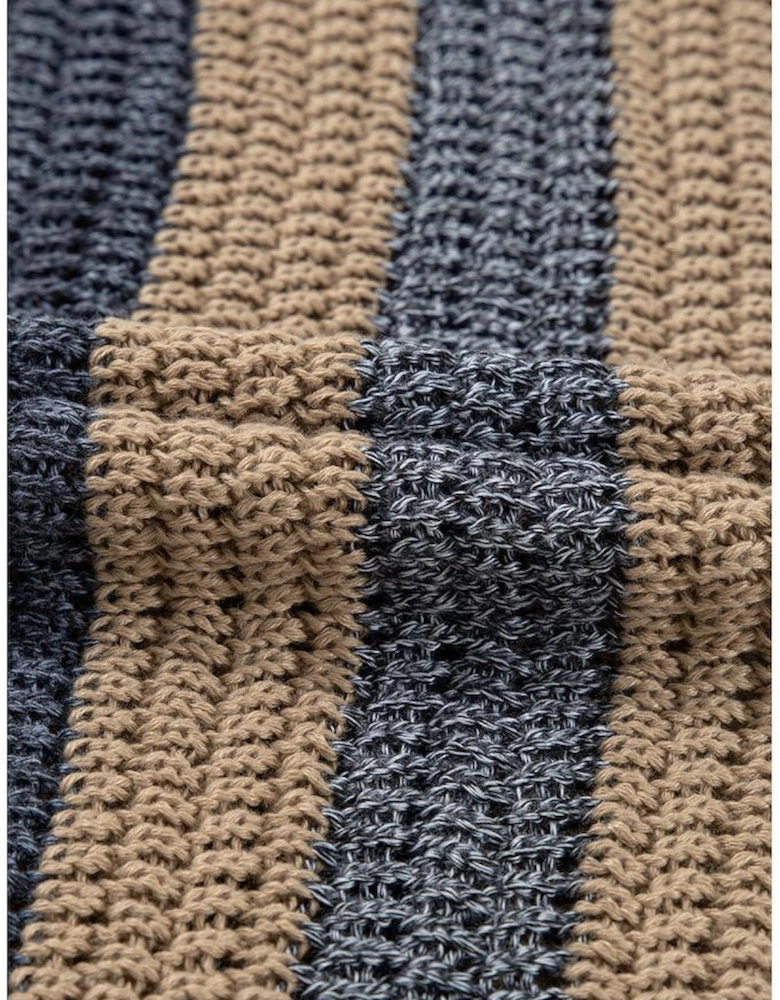 Pink Stripe Color Block Eyelet Knit Short Sleeve Sweater Tee