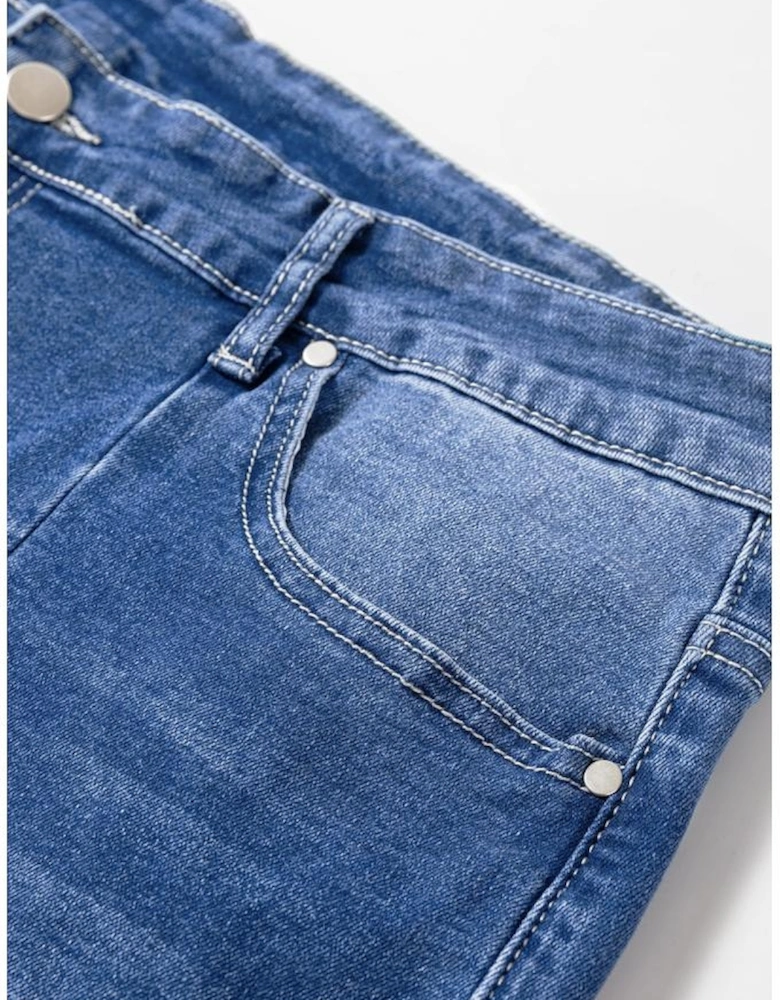 Blue Plus Size Exposed Seam High Waist Flare Jeans