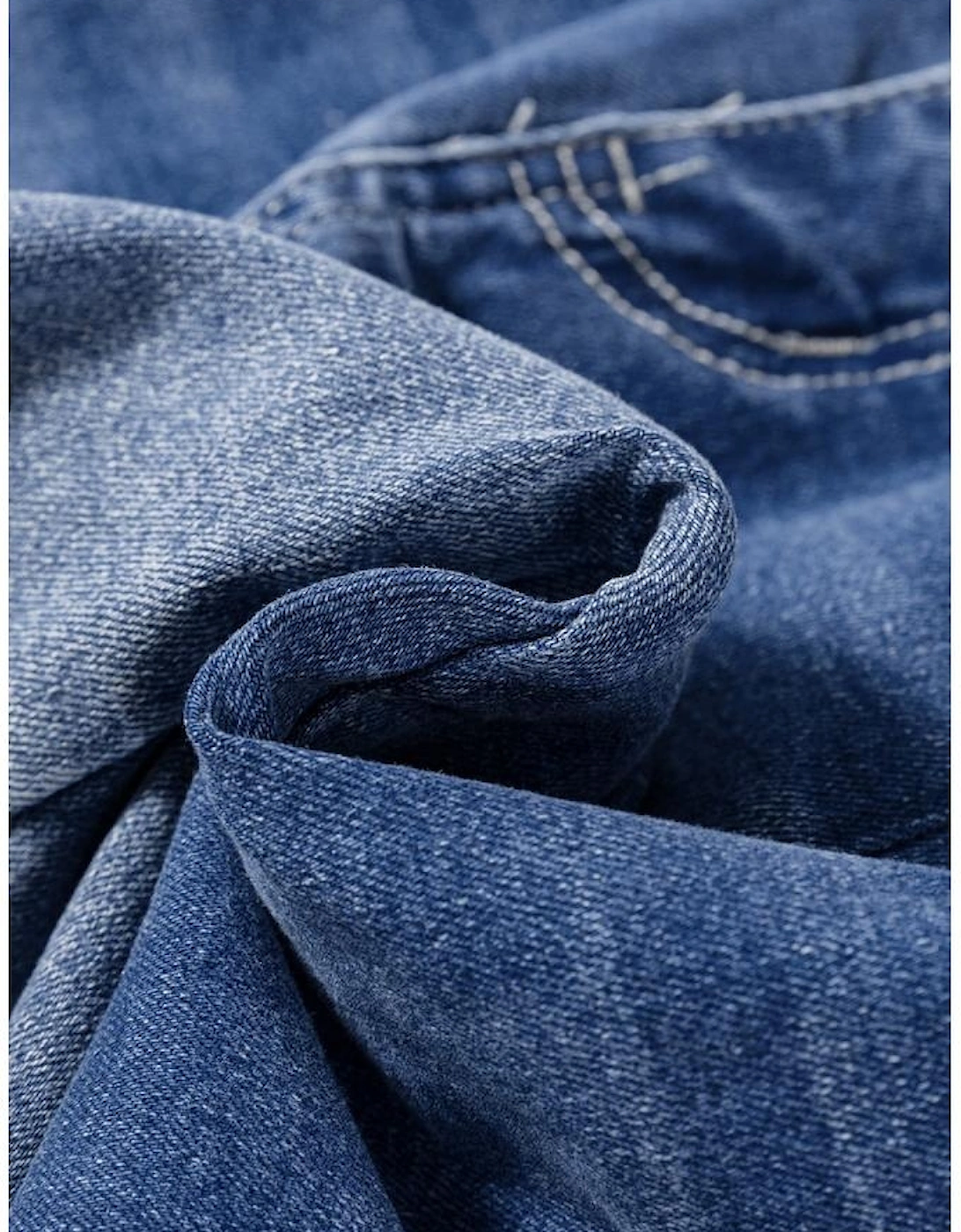 Blue Plus Size Exposed Seam High Waist Flare Jeans