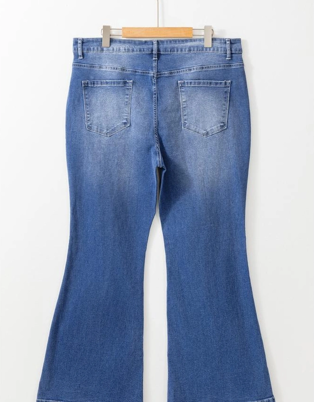 Blue Plus Size Exposed Seam High Waist Flare Jeans