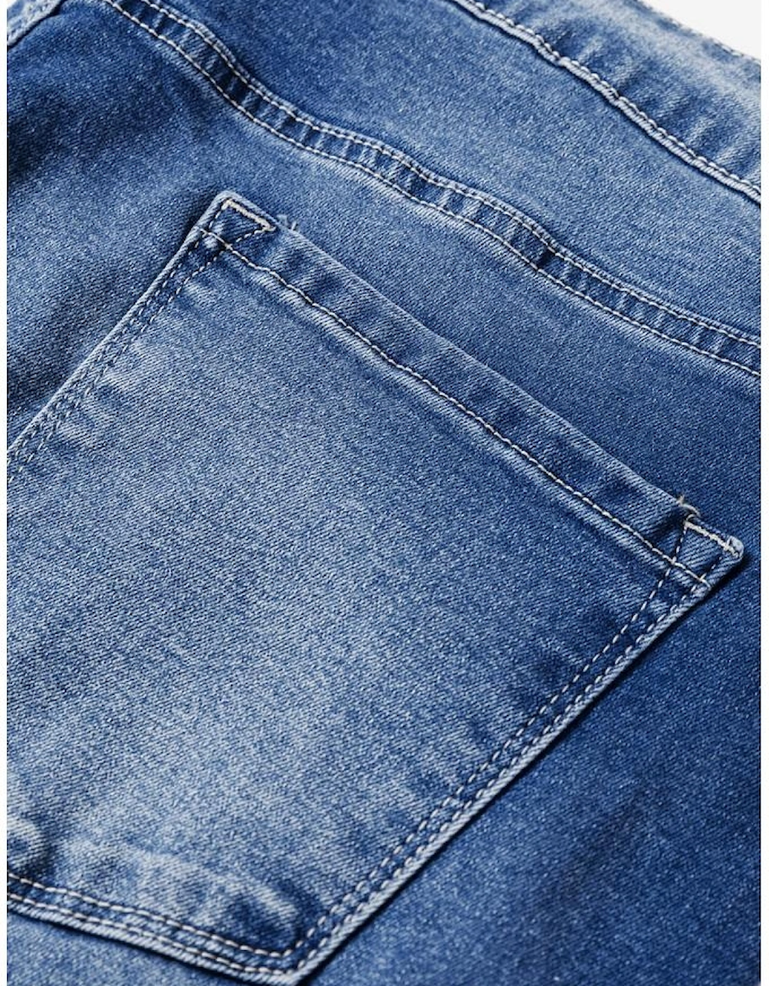 Blue Plus Size Exposed Seam High Waist Flare Jeans