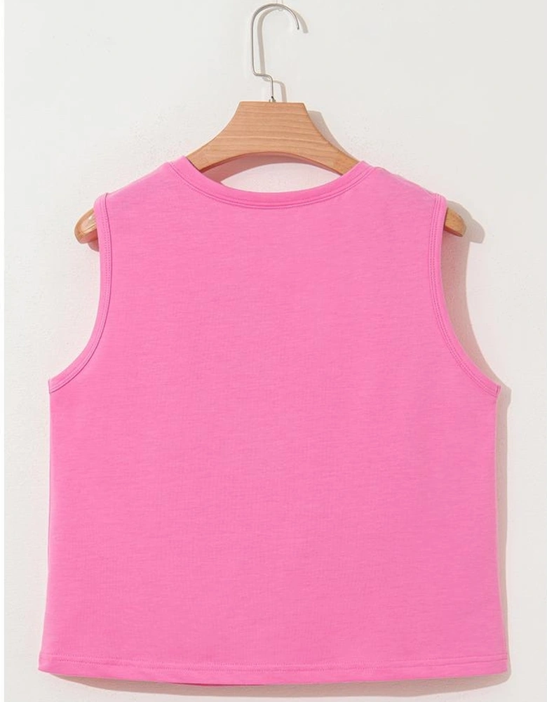 Sachet Pink Bow Print Boxy Fit Tank Top