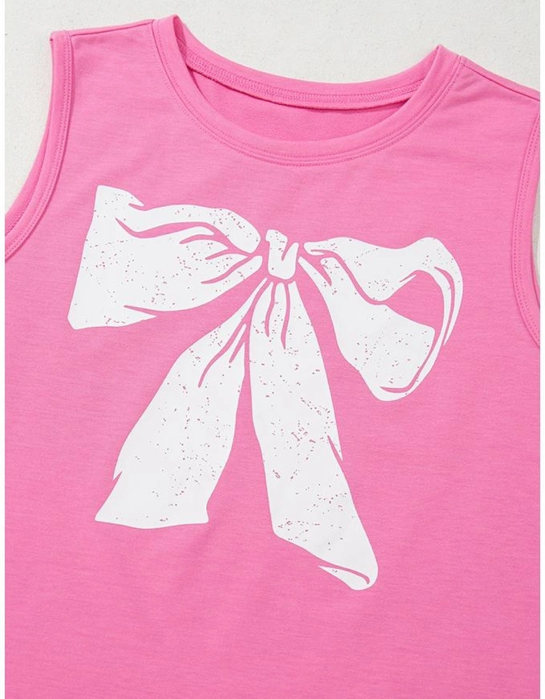 Sachet Pink Bow Print Boxy Fit Tank Top
