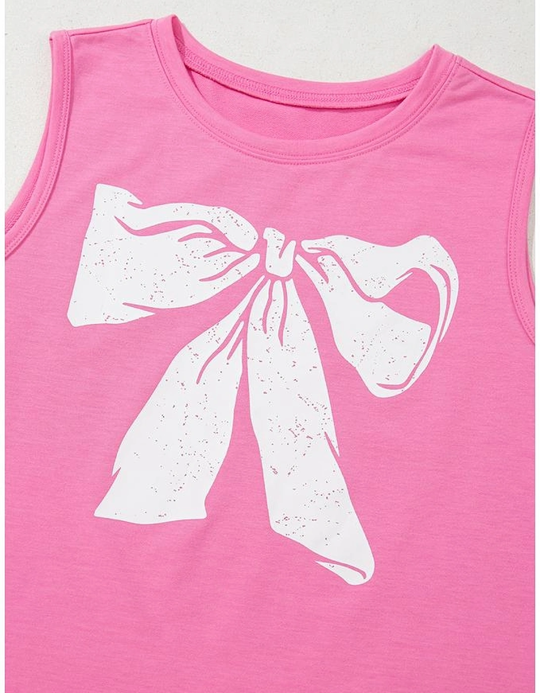 Sachet Pink Bow Print Boxy Fit Tank Top