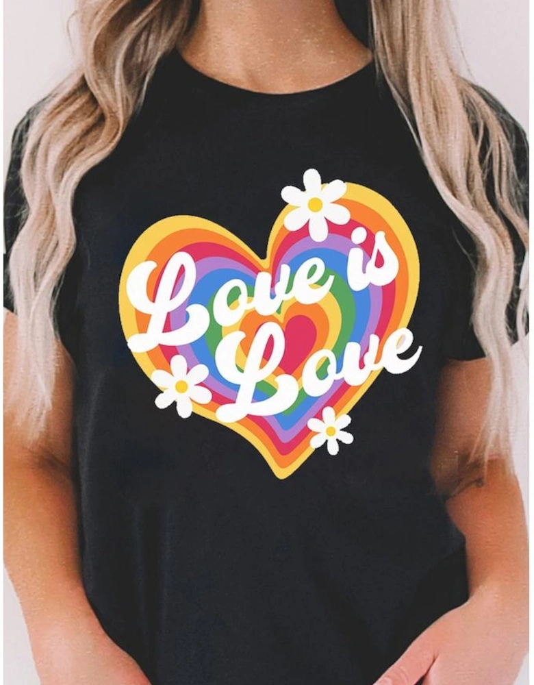 Black Love is Love Rainbow Heart Graphic Crewneck Tee