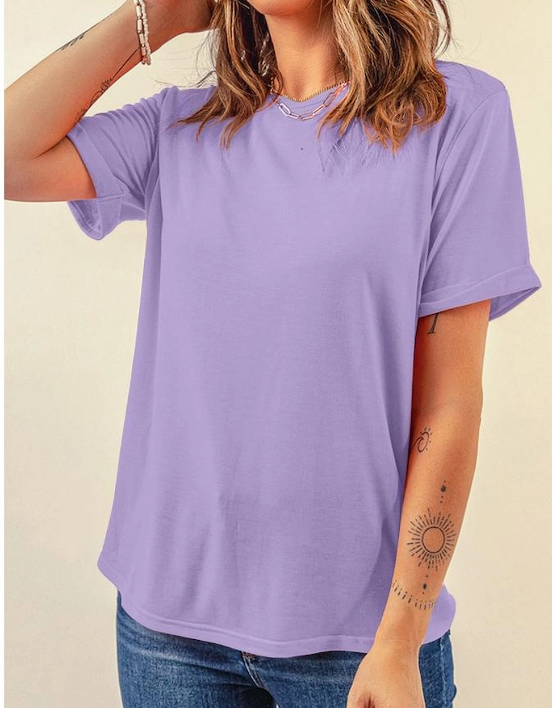Wisteria Casual Plain Crew Neck Tee, 14 of 13