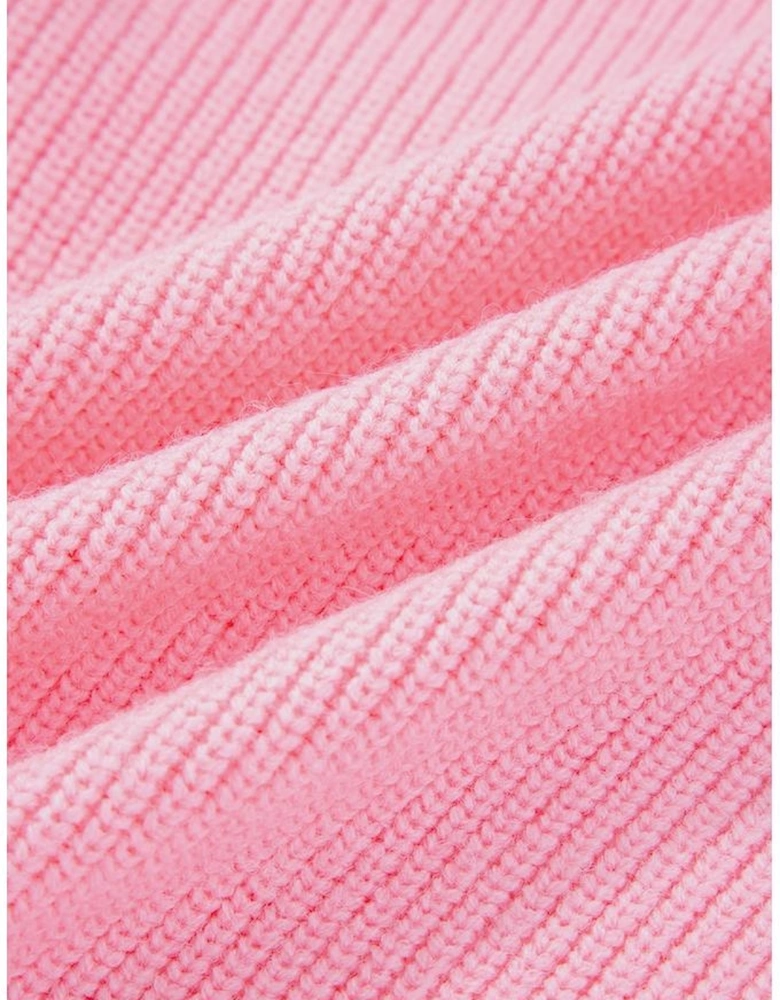 Pink Merry Candy Cane Puffy Knit Crew Neck Sweater