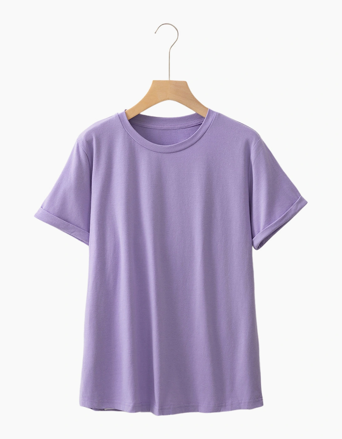 Wisteria Casual Plain Crew Neck Tee