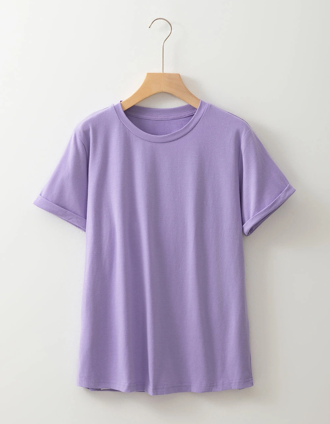 Wisteria Casual Plain Crew Neck Tee