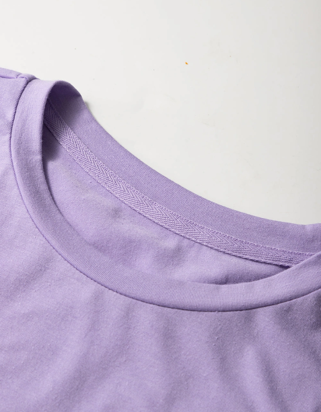 Wisteria Casual Plain Crew Neck Tee