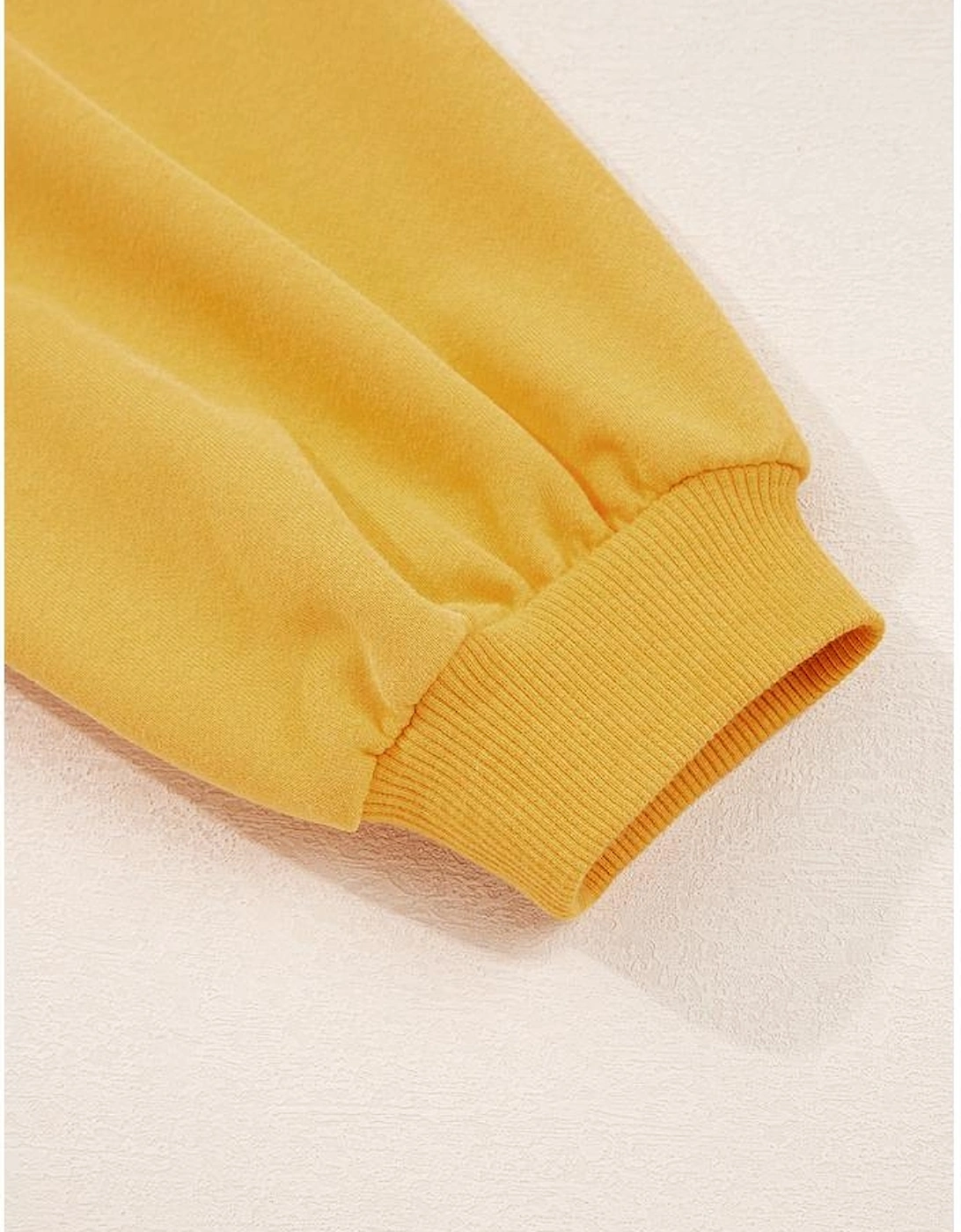 Citrus Pleated Balloon Sleeve Pullover Solid Sweatshirt