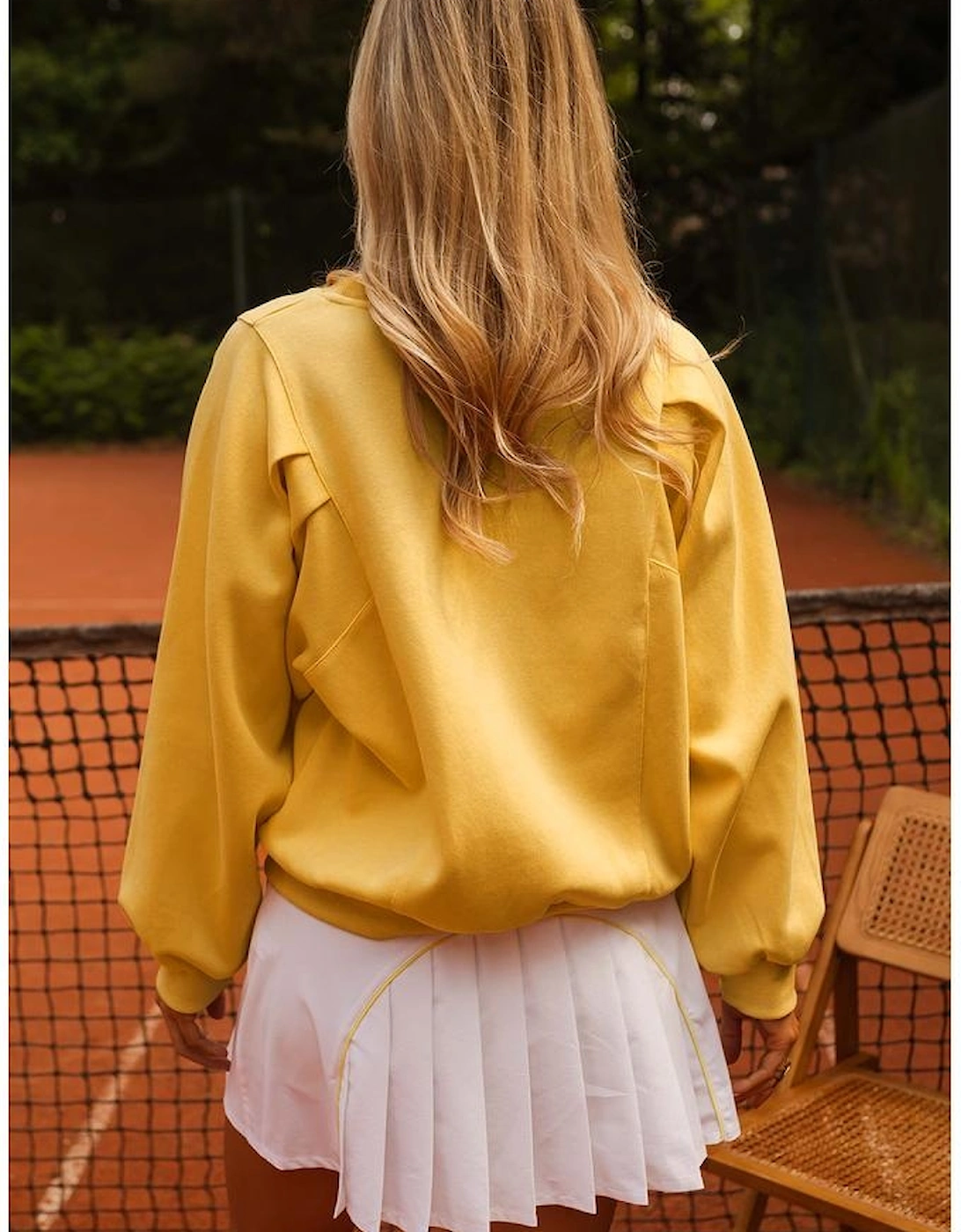 Citrus Pleated Balloon Sleeve Pullover Solid Sweatshirt, 14 of 13