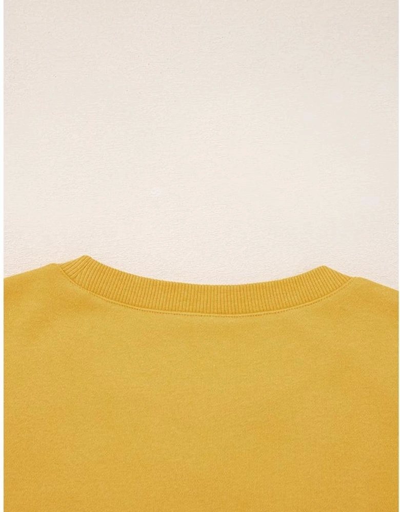 Citrus Pleated Balloon Sleeve Pullover Solid Sweatshirt