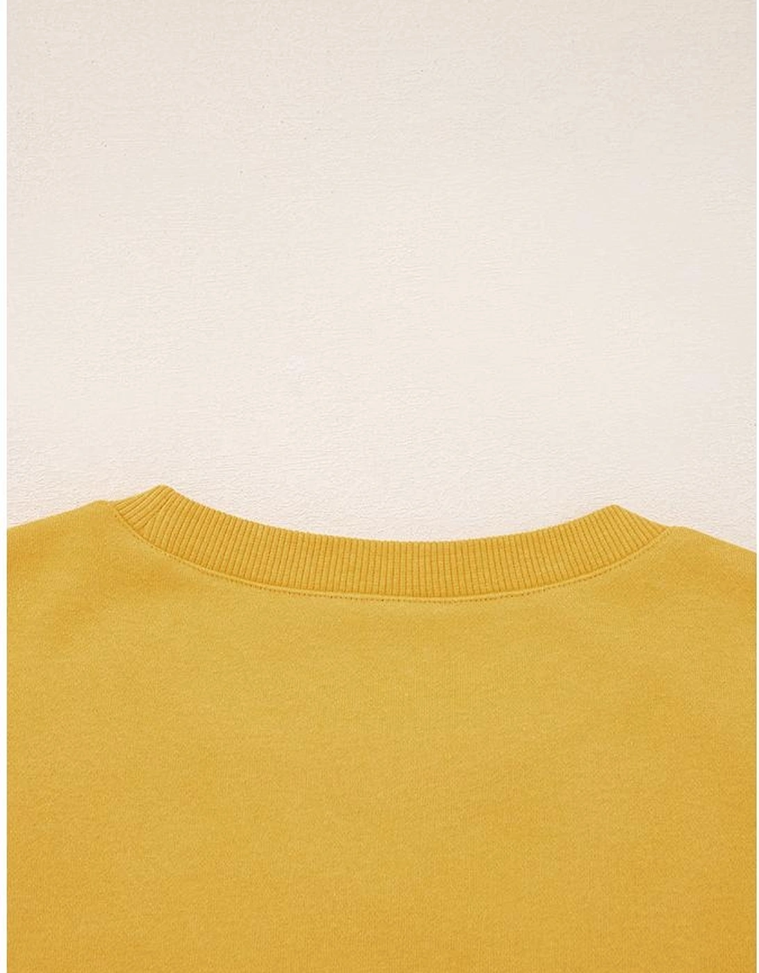 Citrus Pleated Balloon Sleeve Pullover Solid Sweatshirt