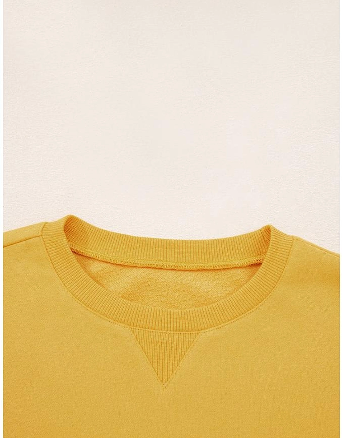 Citrus Pleated Balloon Sleeve Pullover Solid Sweatshirt